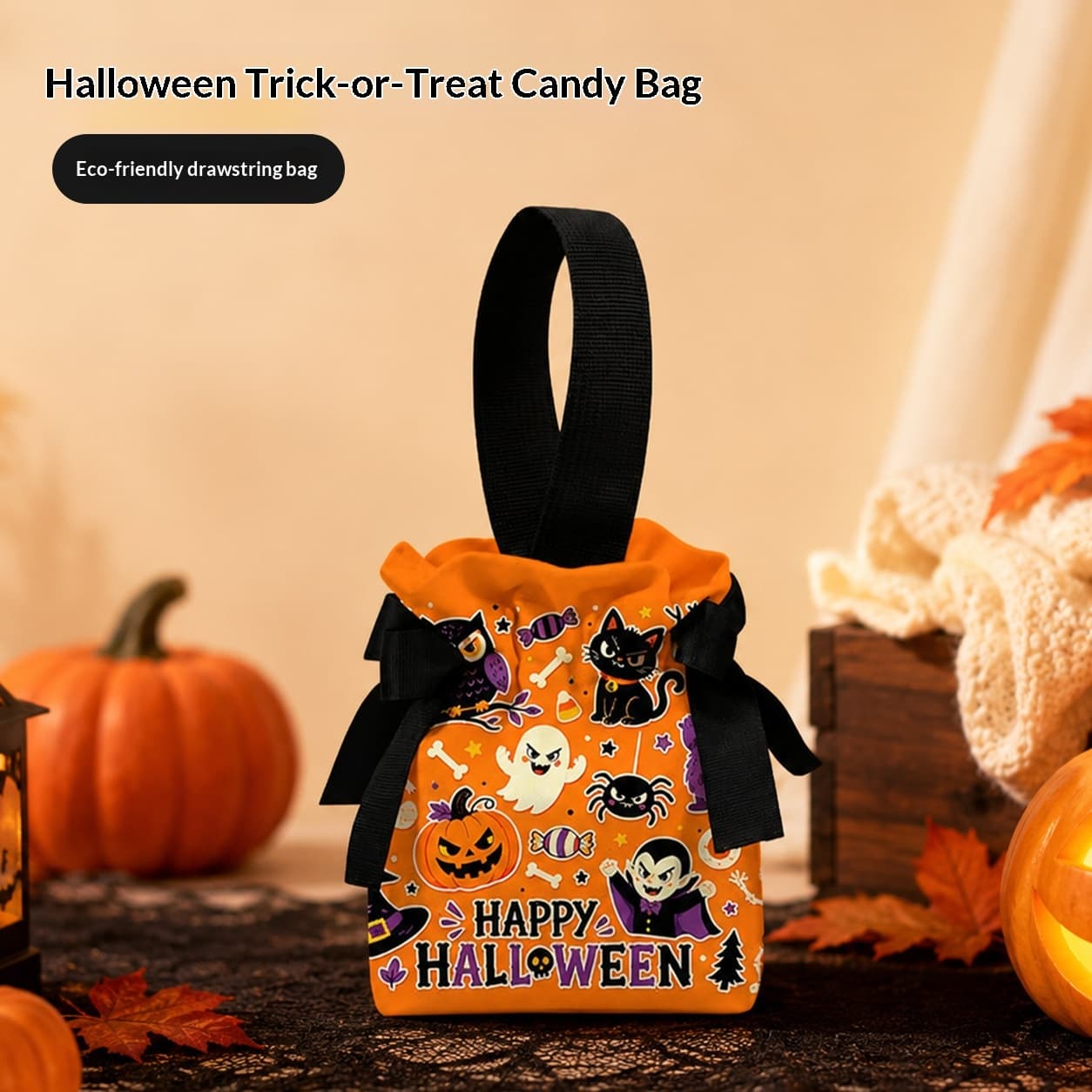 Halloween Funny Pumpkin Canvas Bag For Trick-or-Treating
