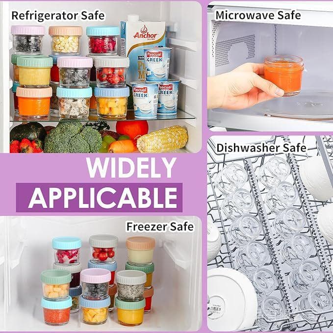 12-piece 4-oz Glass Baby Food Storage Jars With Graduated Airtight Lids