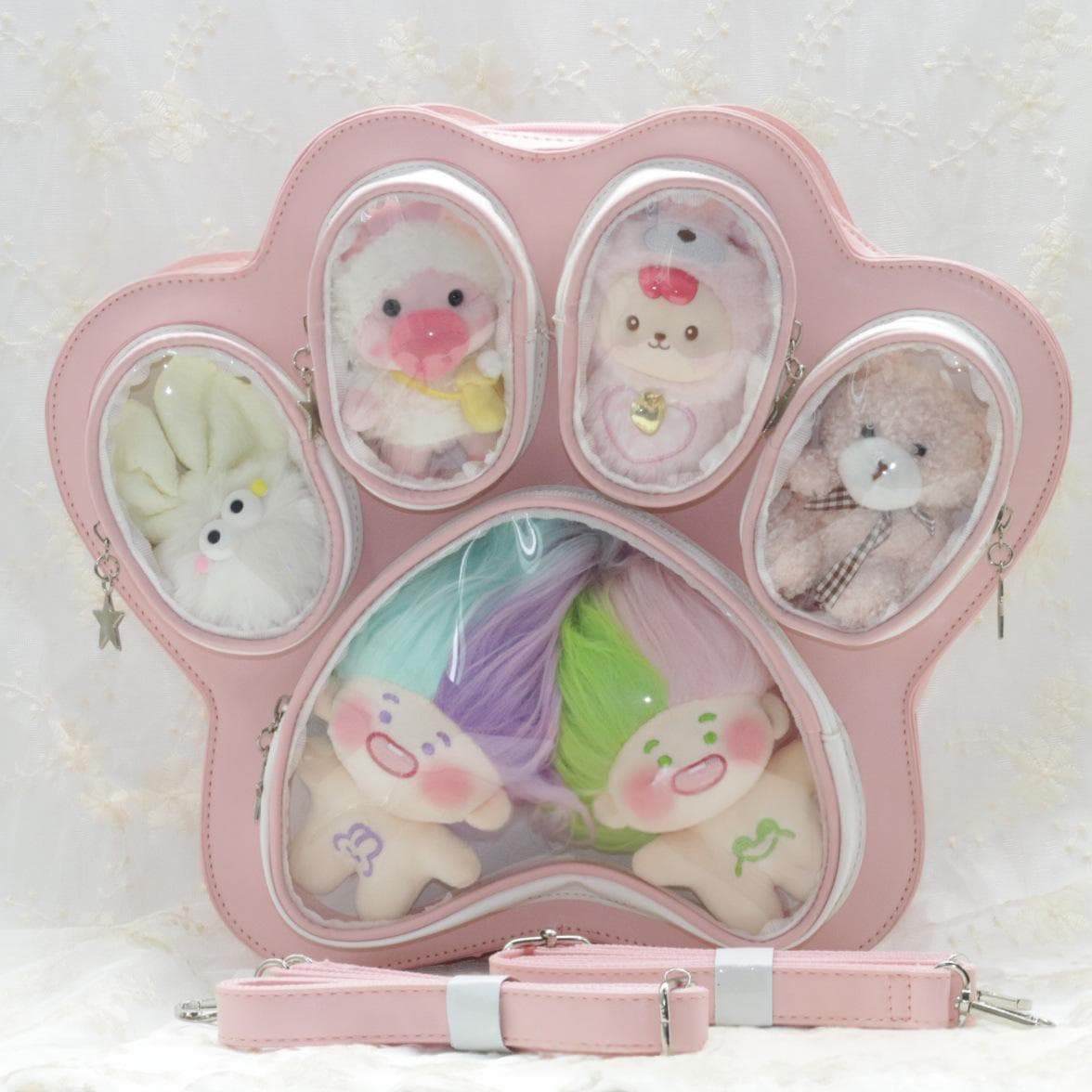 Cute Large-capacity Pain Bag For Girls Featuring A Multi-layered Cat-claw Design