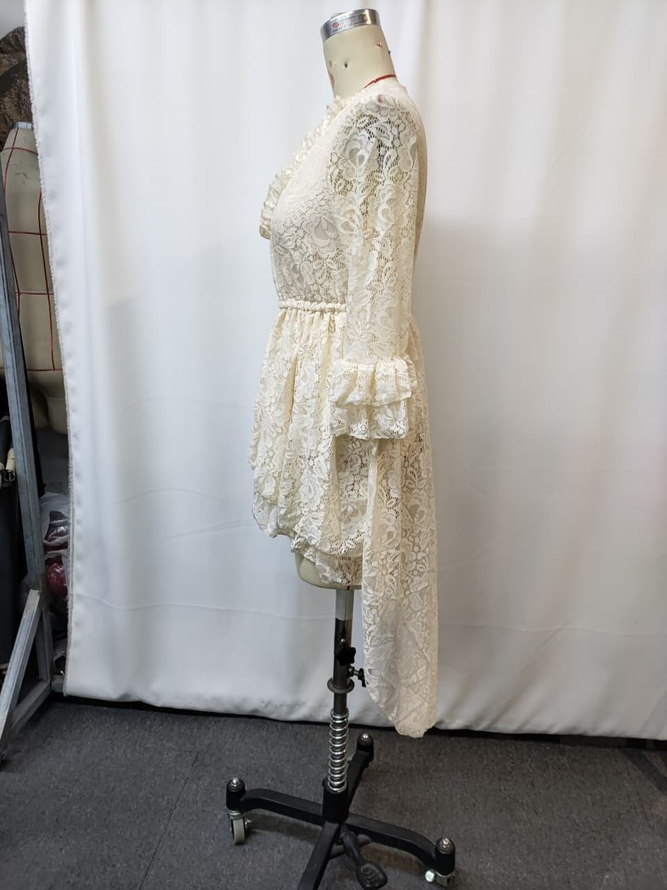 Ruffled Floral Tassel Lace Vintage Dress
