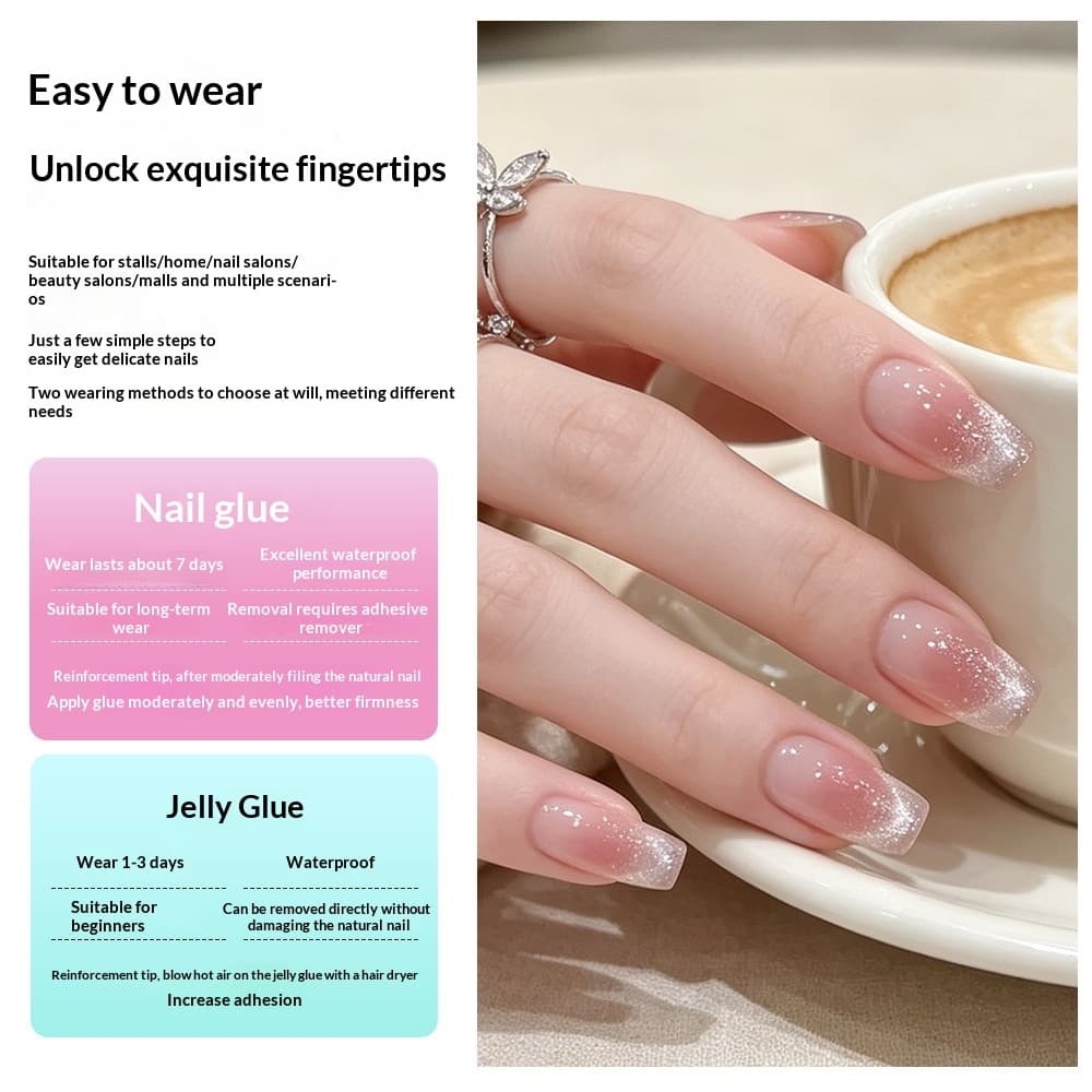 Bright White Crystal Cat-Eye Wearable Nails