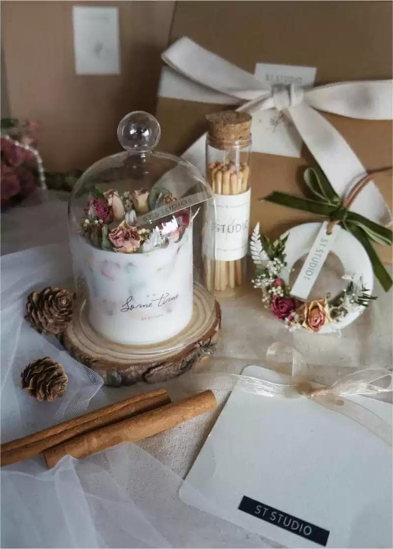 Decorative Ornament Dried Flower Aromatherapy Candle Set Gift Box