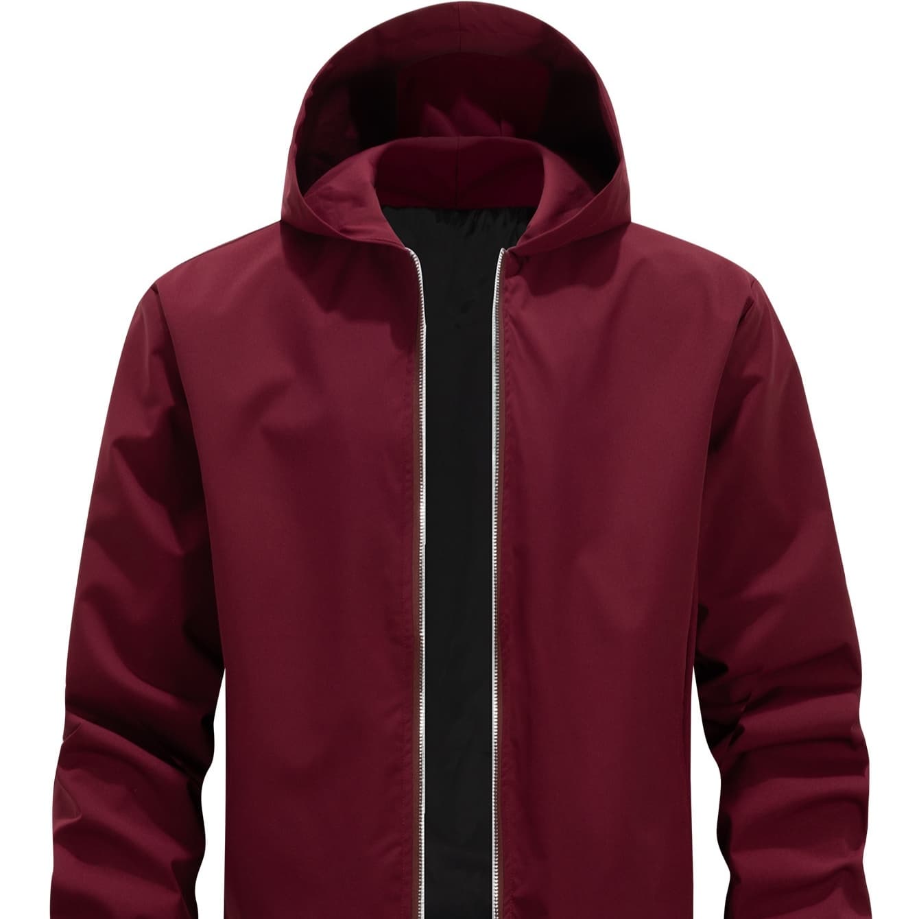 Hooded Jacket, Solid-color Jacket For Young And Middle-aged Menwear-resistant Wrinkle-resistant With A Zipper