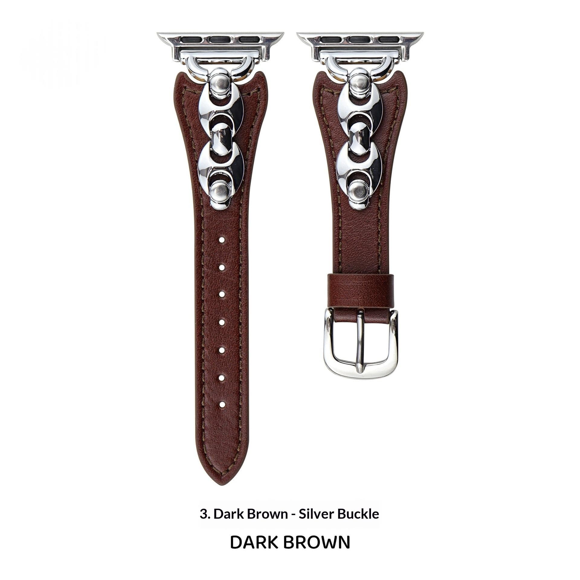 D-shaped Metal Ring Vegetable-tanned Leather Watch Strap
