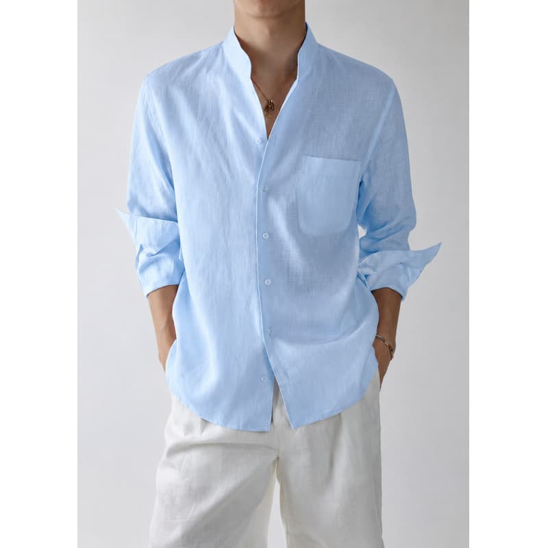 Mens Retro-Style Long-Sleeve Sun-Protective Shirt