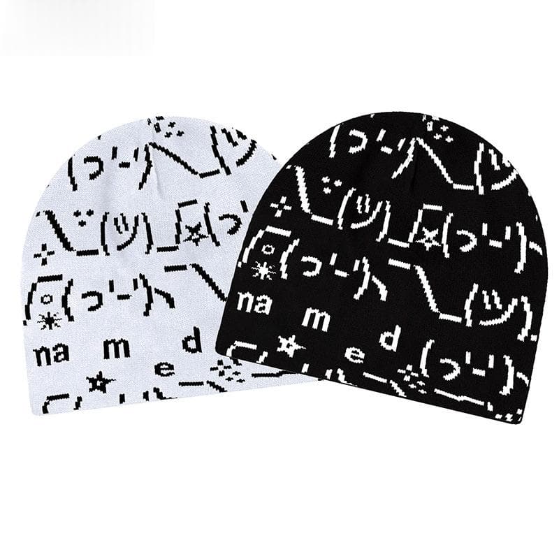Streetwear Jacquard Letter Beanie Warm Windproof Acrylic