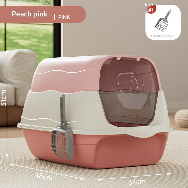 Odor-control Fully Enclosed Three-tier Cat Litter Box With Splash-proof Design