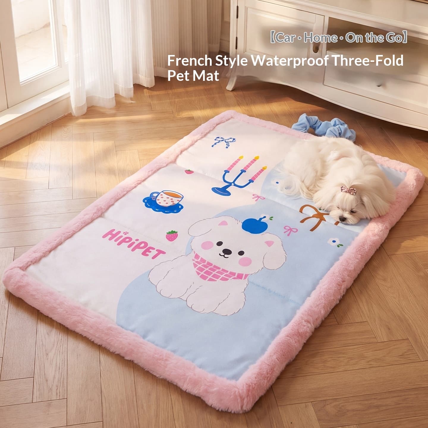 AutumnWinter Pet Bed Warm Three-Fold Mat Portable Dog Mat
