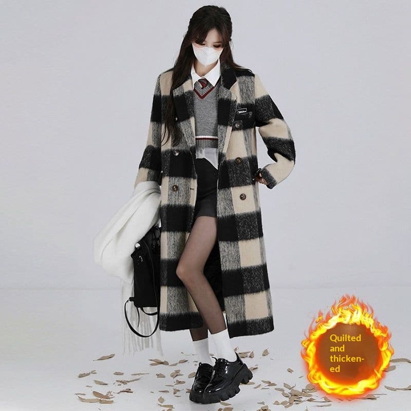 Women's Petite Quilted Wool Coat