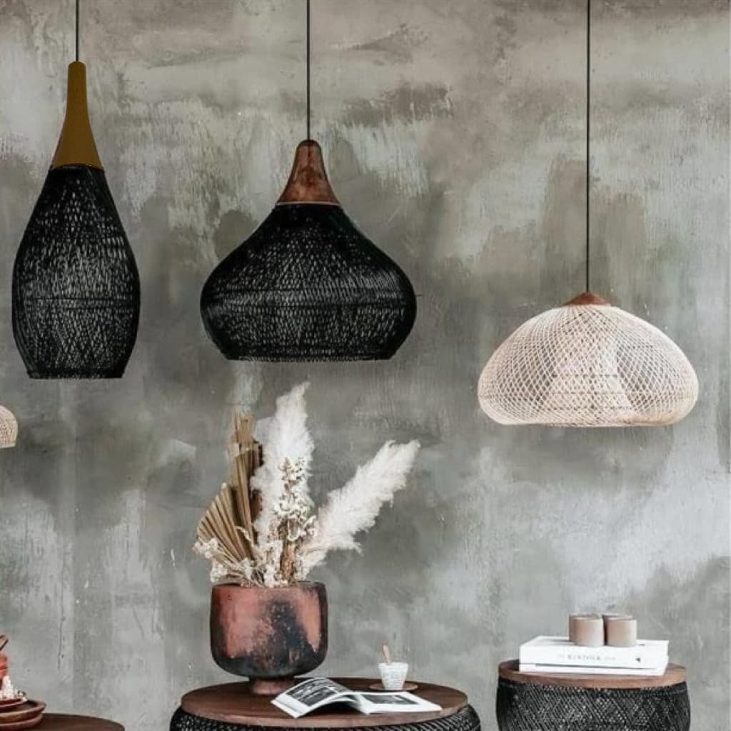 Southeast Asian Rattan Chandelier, Wabi-sabi Style Dining Room Chandelier
