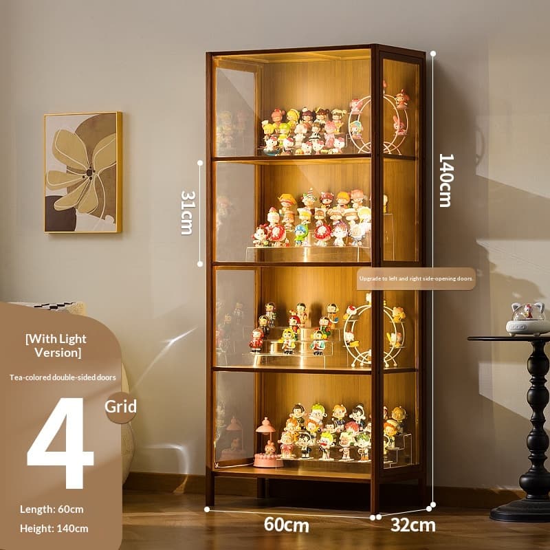 Qingshe Glass Door Solid Wood Storage Cabinet