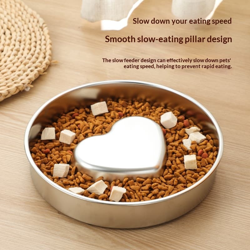 Thickened Stainless Steel Slow-feeding Pet Bowl