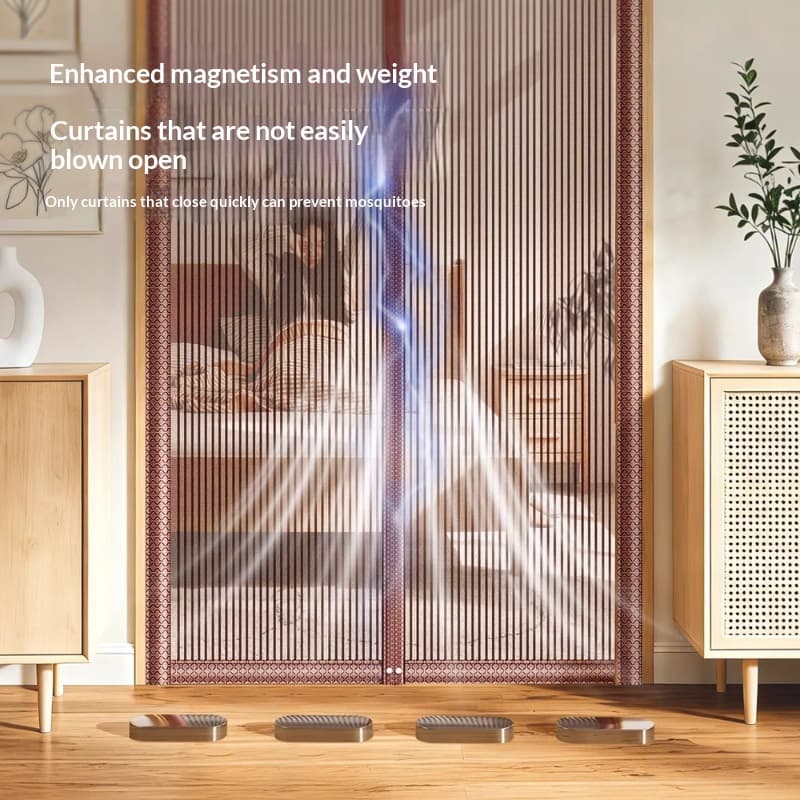 Mosquito Door Curtain Fiberglass Mesh Fully Magnetic Strips Self-adhesive Magnetic Door Fly And Insect Repellent