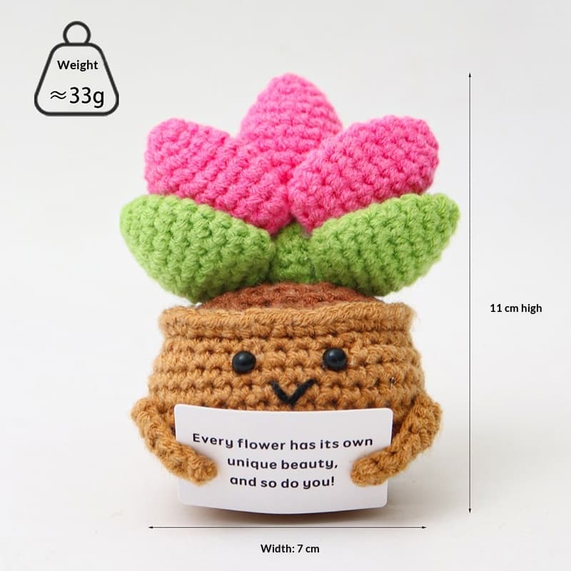 Knitted Yarn Potted Plant Ornament Cartoon Little Doll
