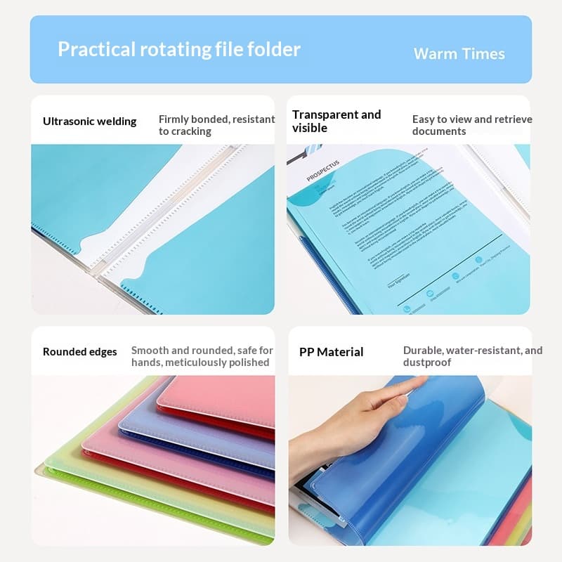 Color-block A4 Large-capacity Insert-pocket File Folder