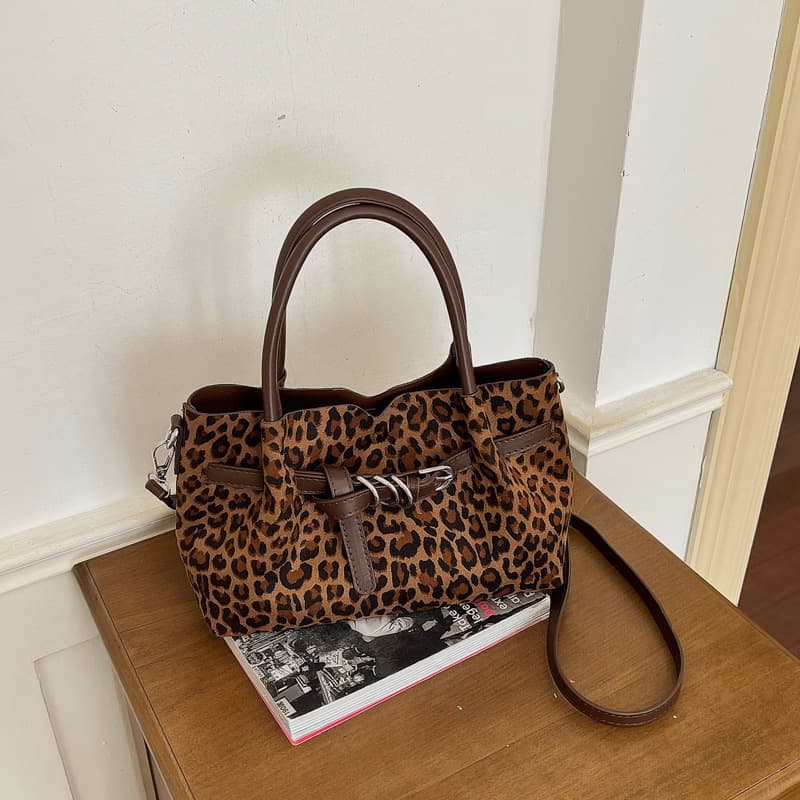 Vintage Leopard-print Womens Handbag And Crossbody Bag