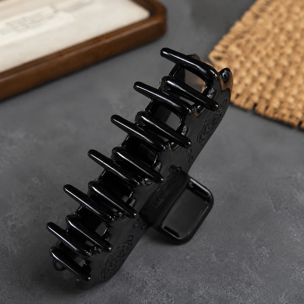 Vintage Acetate Hair Claw Clip with Embossed Rose Design - Elegant Large Jaw Clip for Women Updo Styling