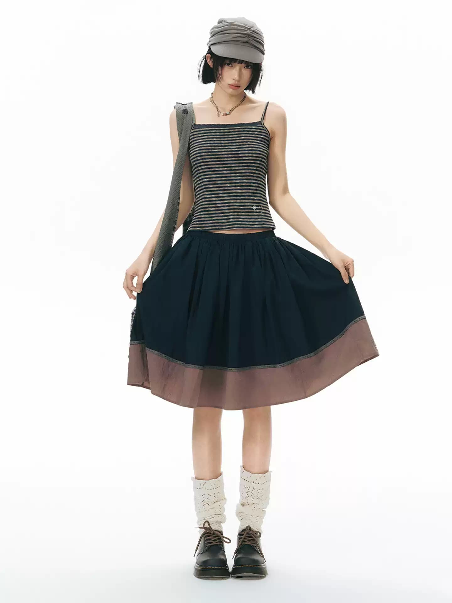Color-block Woven Skirt For Women
