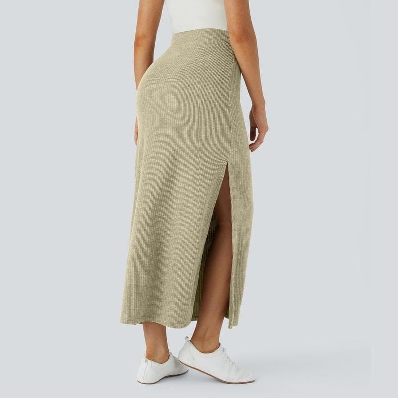 Women's Knitted Slim-fit Solid-color Skirt