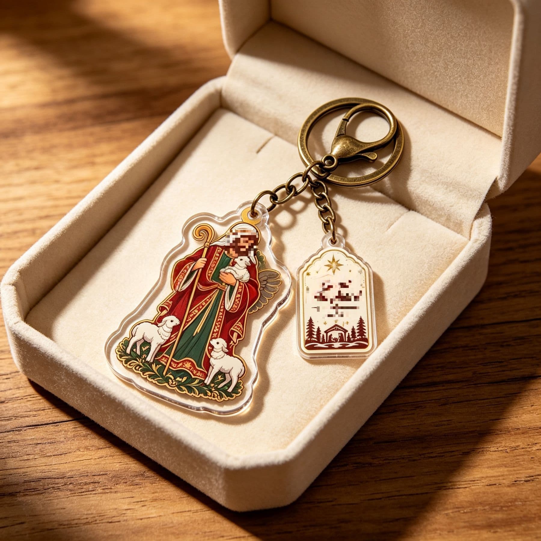 Christmas Acrylic Keychain With Artistic Blessing Message Charm