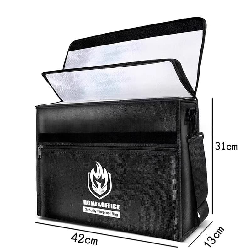 Fireproof Waterproof Document Bag Large Capacity Full Opening Business File Organizer With Durable Protection For Office Travel
