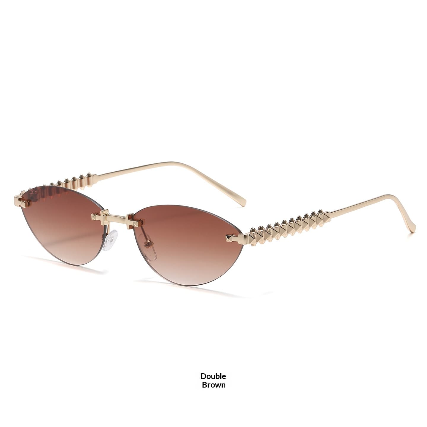 Rimless Cat Eye Metal Sunglasses Women Cut Edge Design With Thin Chain Temples