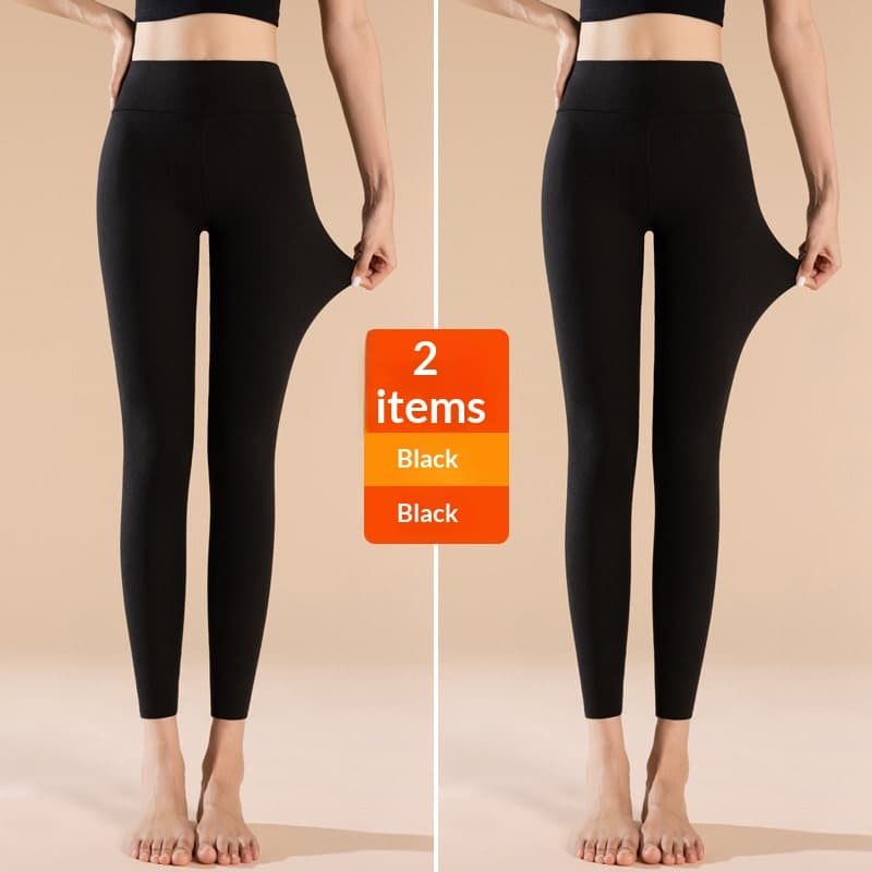 Womens Seamless Thin Fleece-lined, Plus-size Thermal Leggings