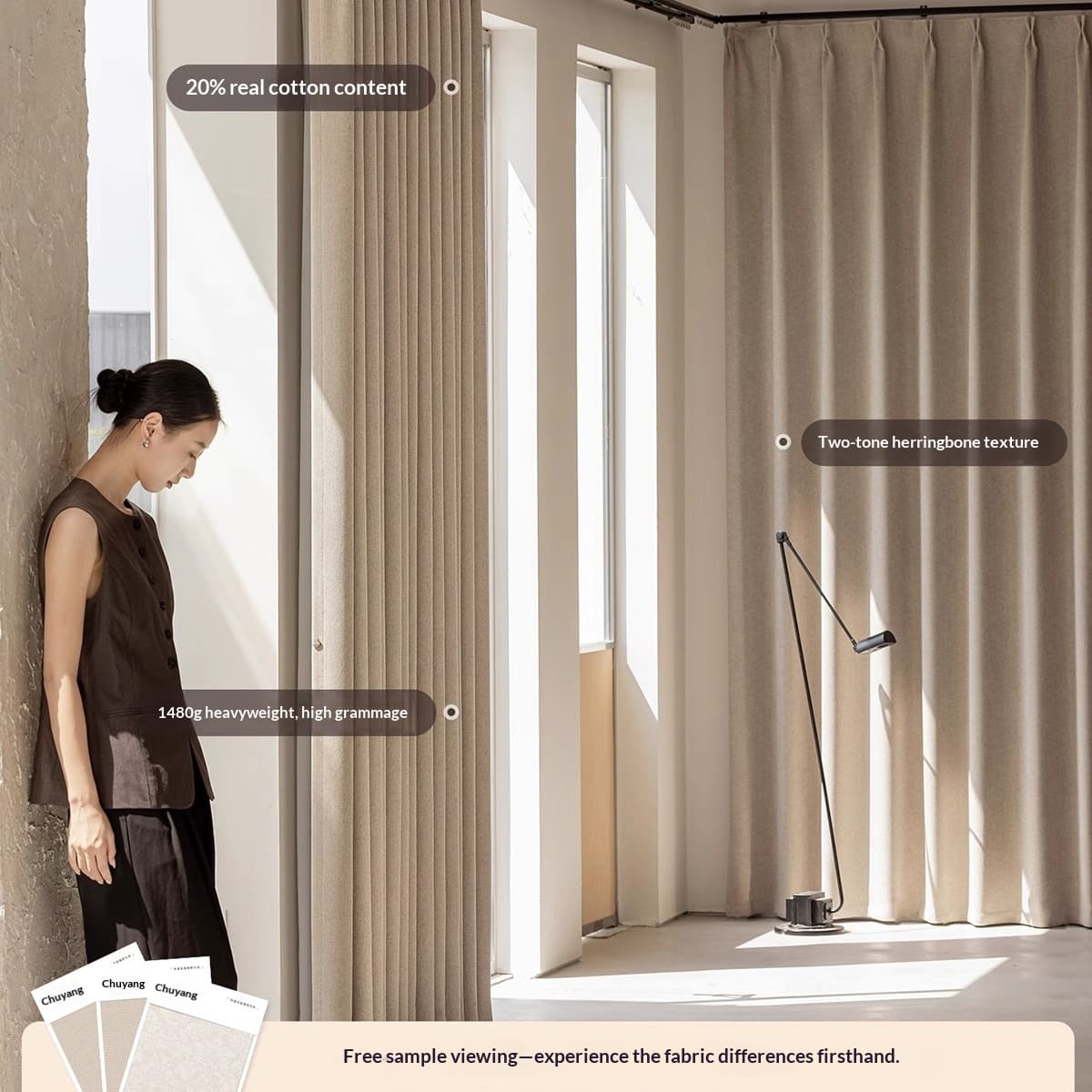 French-style High-shade Thick Wool Velvet Chenille Curtains