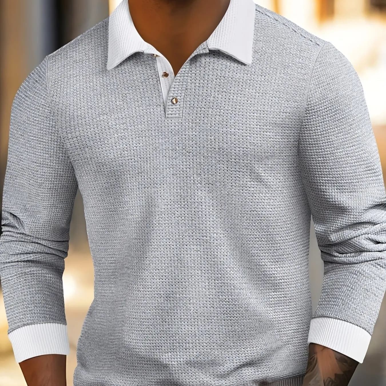 Men's Collar Casual Long Sleeved Sweatshirt