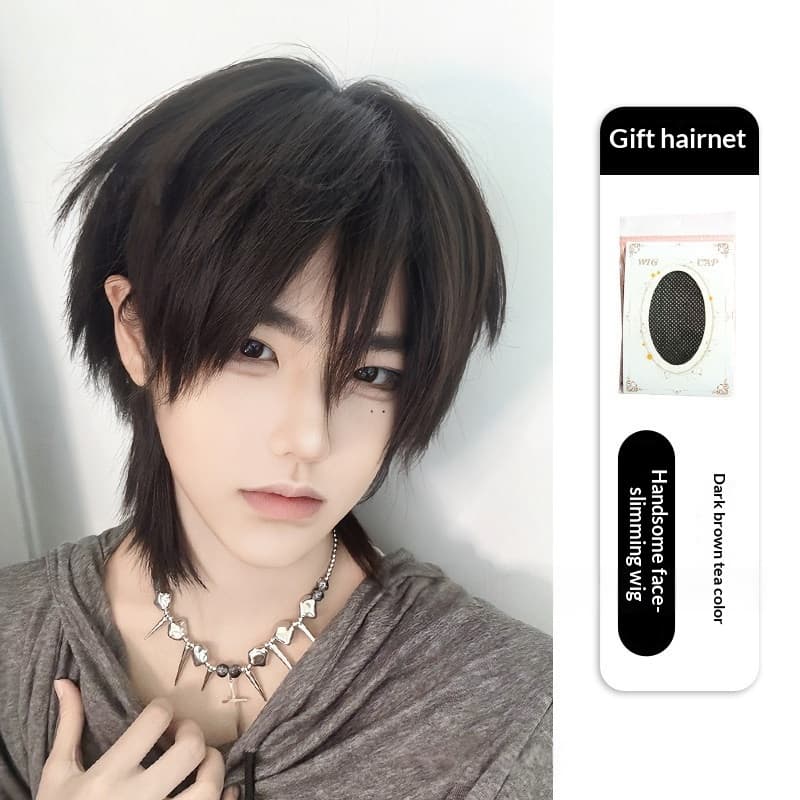 Wig For Men And Women, Wolf Tail Style, Japanese Short Straight Hair With Layered Texture