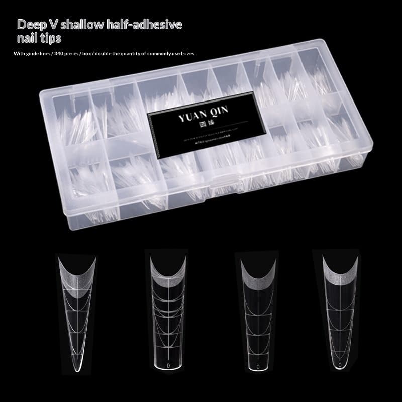 Deep-V Long Oval Long-stiletto Shallow Press-on Nail Extensions
