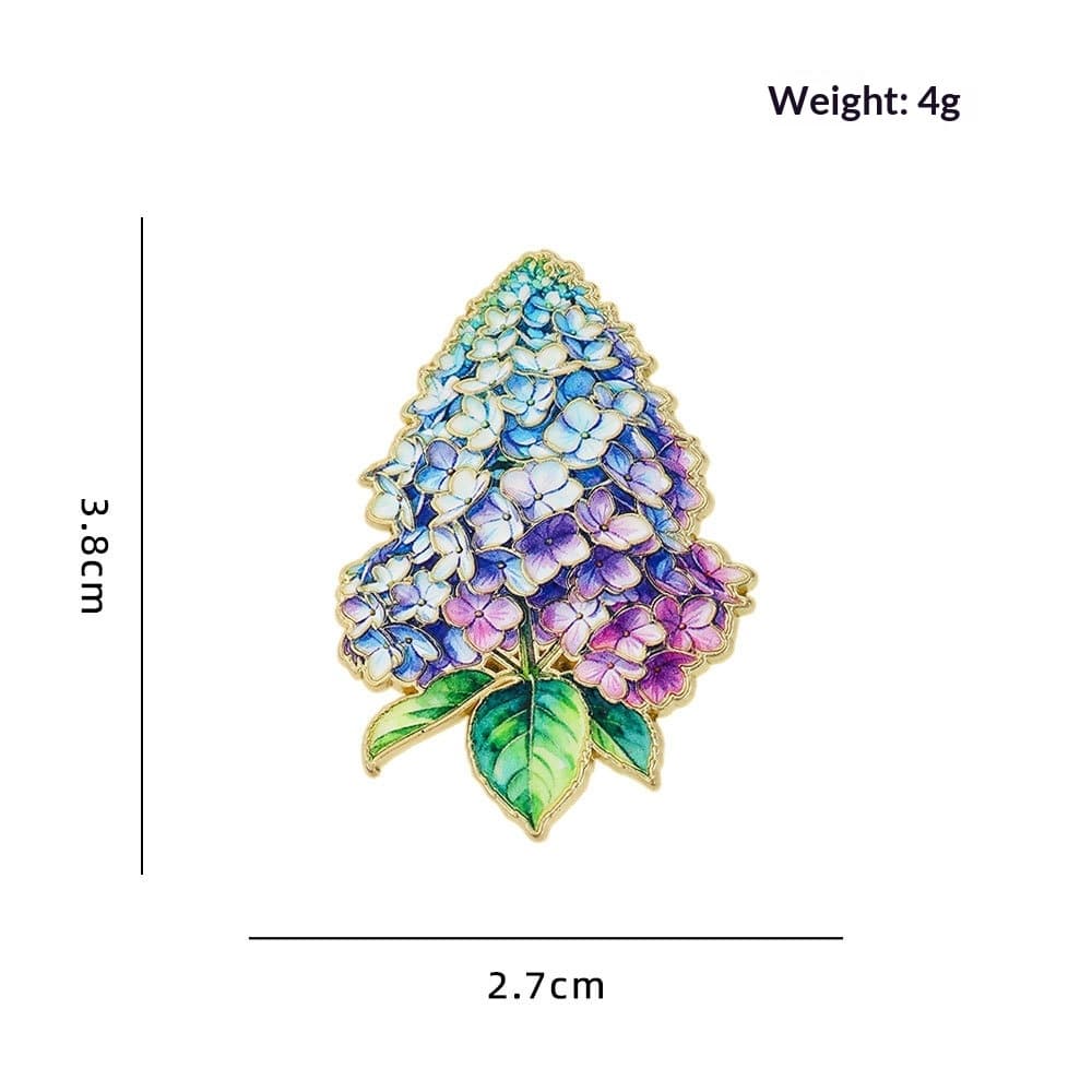 Hydrangea Plant Flower Set Brooch