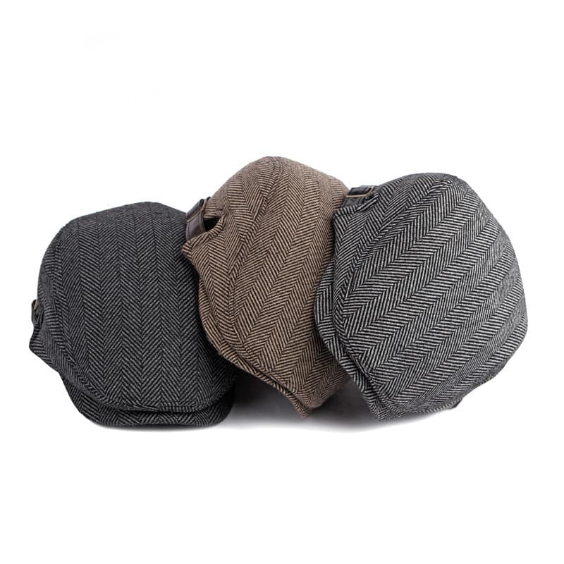 Men's Wool Blend Flat Cap - Warm Vintage British Style Newsboy Hat For Winter Autumn Dad Grandpa