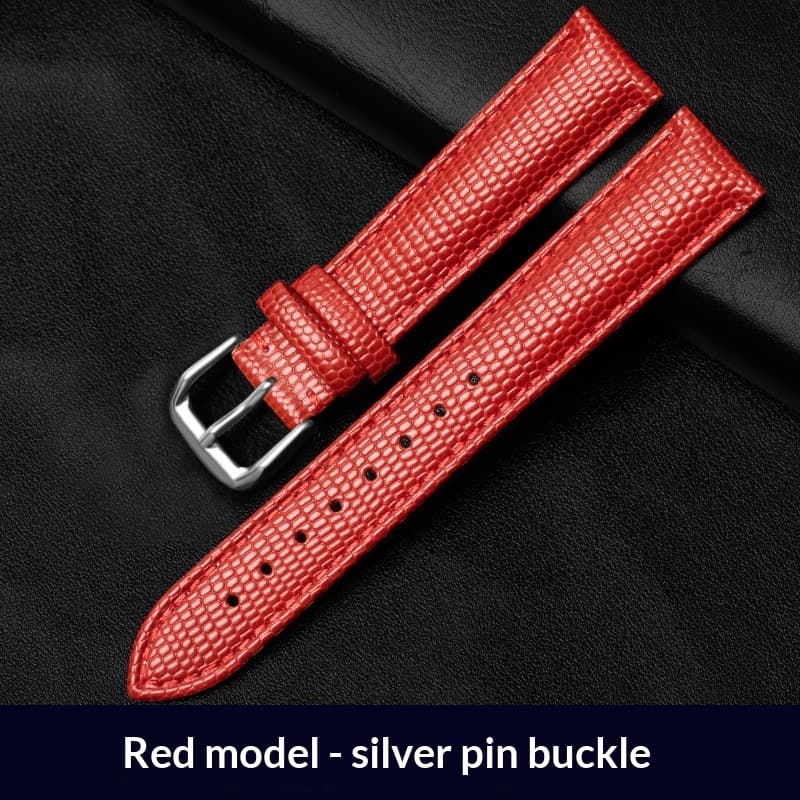 Genuine Leather Watch Strap Lizard-patterned Full-grain Calfskin, Mens, Waterproof