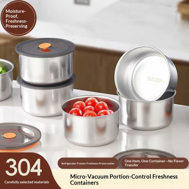 Stainless Steel Food Storage Container with Lid - Airtight Freshness Preservation Box for Refrigerator Kitchen Organization