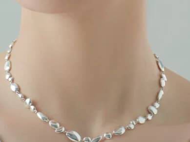 925 Sterling Silver Platinum-Plated Short Necklace