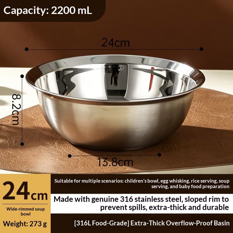 Extra-thick 316 Stainless Steel Basin Food-grade Soup Pot For Home Use