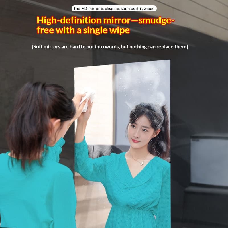HD Soft Mirror Sticker Self-Adhesive Cuttable Shatterproof Glass Wall Mirror For Home Dressing Room Decor