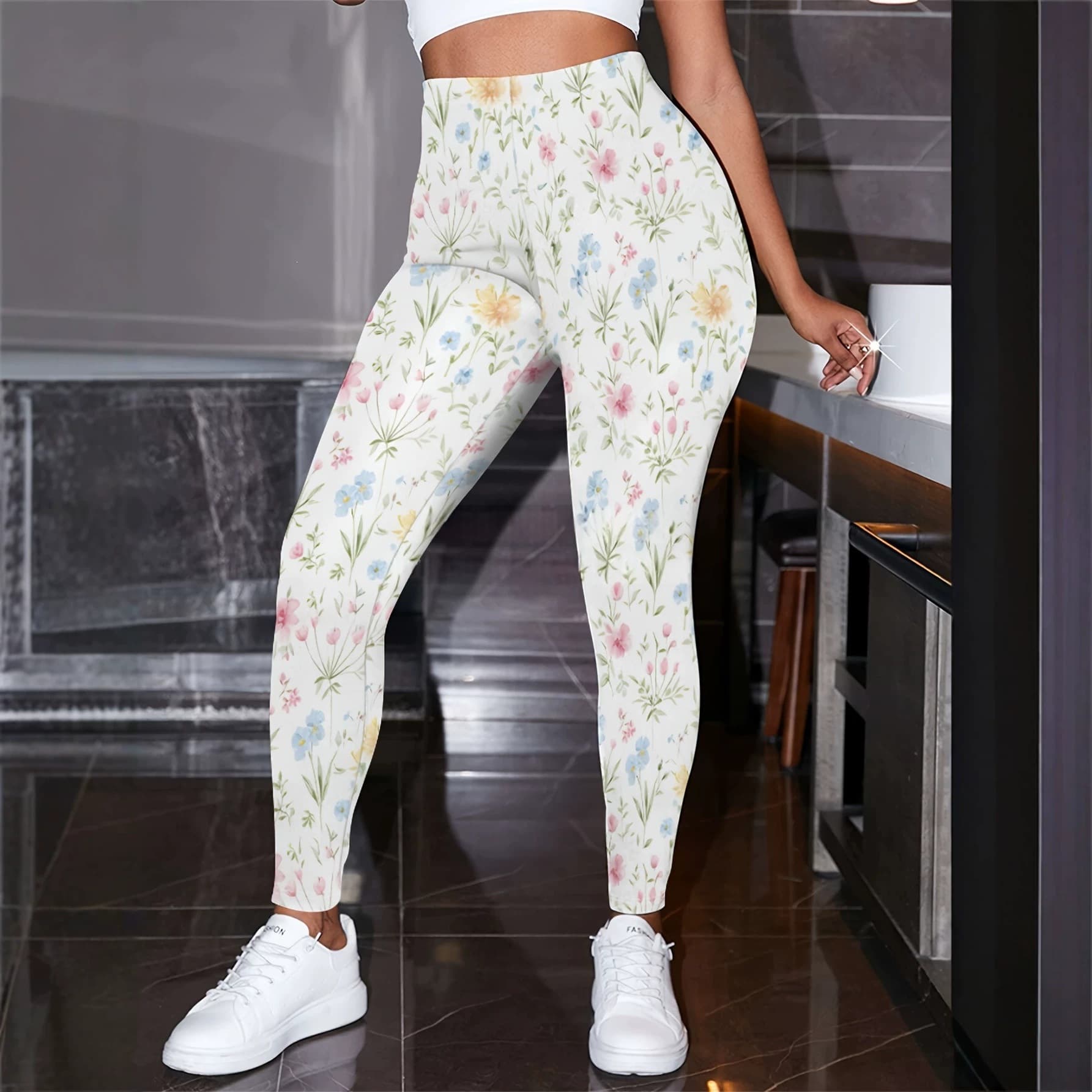 Multi-pattern Printed Everyday Casual Slim-fit Yoga Pants