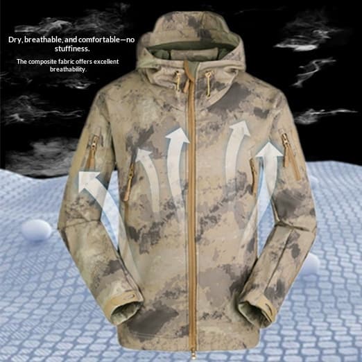 Softshell Tactical Camouflage Fleece-Lined Waterproof Hooded Jacket