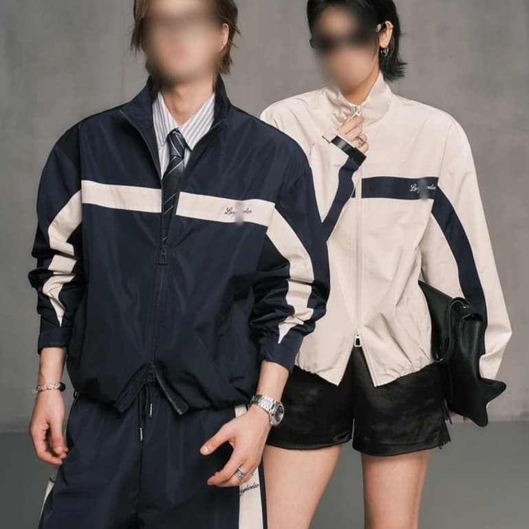 Color-block Jacket And Loose-fitting Trousers Fashion Set Trendy