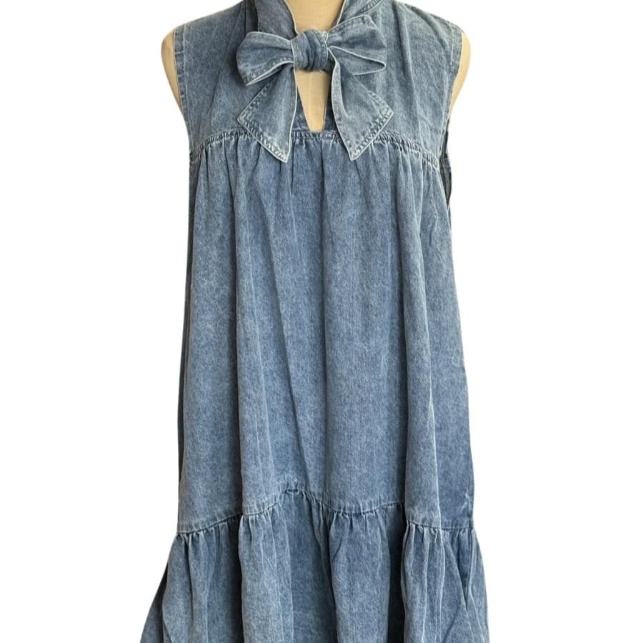 Bow-tie Strap Loose Ruffled Hem Dress