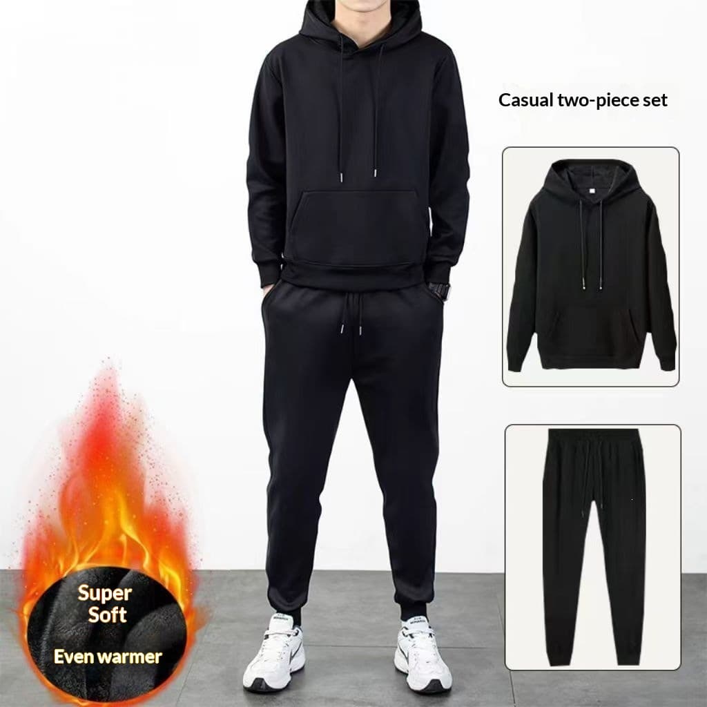 Fleece-lined Thickening Three-piece Set Men's Sports Suit